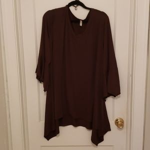 Chocolate brown shark bite tunic 4X